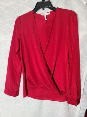 BCBGeneration Red Wrap-Front Blouse